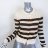 Cara Cara Striped Cardigan Ivory/Navy Textured Knit Size Large