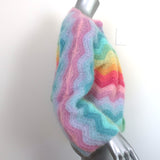 Rose Carmine Pastel Wave Cardigan Multicolor Mohair-Blend One Size