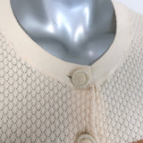 Cara Cara Striped Cardigan Ivory/Navy Textured Knit Size Large