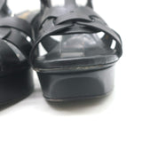 Saint Laurent Tribute 105 Platform T-Strap Sandals Black Leather Size 40