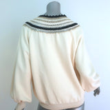 Mes Demoiselles Rosalia Metallic Crochet-Trimmed Sweater Ivory Cotton Size 0