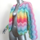Rose Carmine Pastel Wave Cardigan Multicolor Mohair-Blend One Size