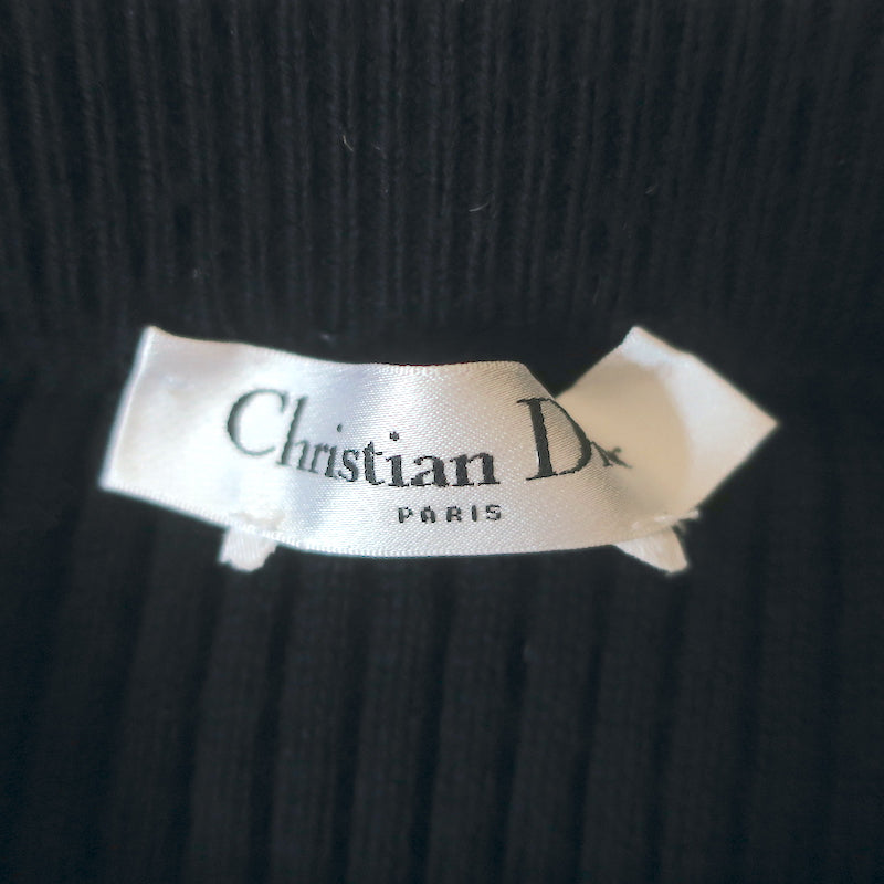 Christian Dior Marniere Striped Midi Skirt Navy/White Ribbed Knit Size US 6