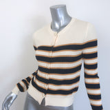 Cara Cara Striped Cardigan Ivory/Navy Textured Knit Size Large
