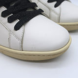 Saint Laurent Glitter Lips Court Classic Sneakers White Leather Size 37 US 8