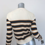 Cara Cara Striped Cardigan Ivory/Navy Textured Knit Size Large
