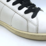 Saint Laurent Glitter Lips Court Classic Sneakers White Leather Size 37 US 8