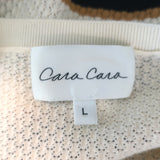 Cara Cara Striped Cardigan Ivory/Navy Textured Knit Size Large