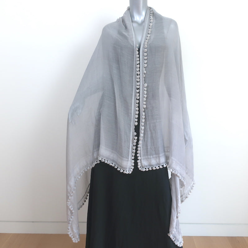 Matta Dupatta Shawl Scarf Light Gray Cotton-Silk