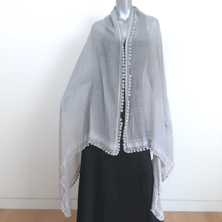Matta Dupatta Shawl Scarf Light Gray Cotton-Silk