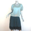 Lanvin Colorblock Short Sleeve Dress Seafoam/Teal Satin Size 38