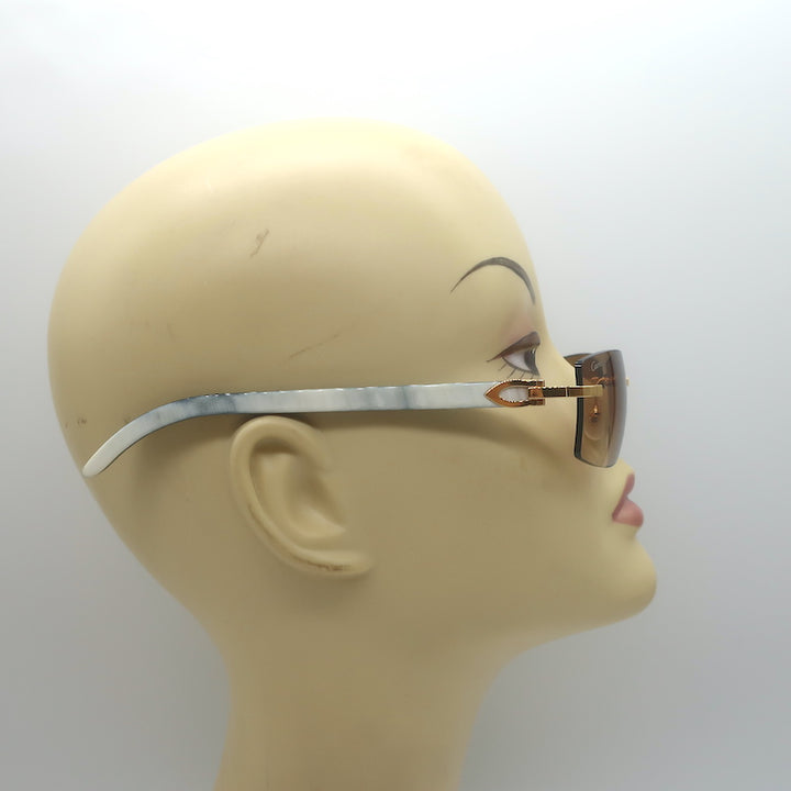 Cartier Rimless Rectangular Sunglasses Cream Genuine Horn CT0017RS NEW