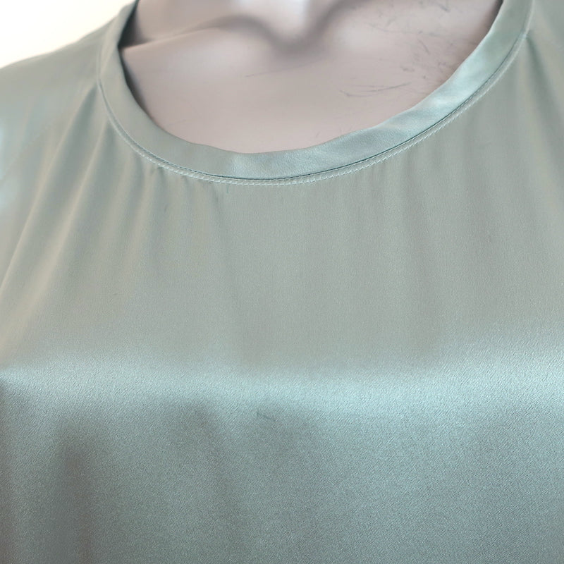 Lanvin Colorblock Short Sleeve Dress Seafoam/Teal Satin Size 38