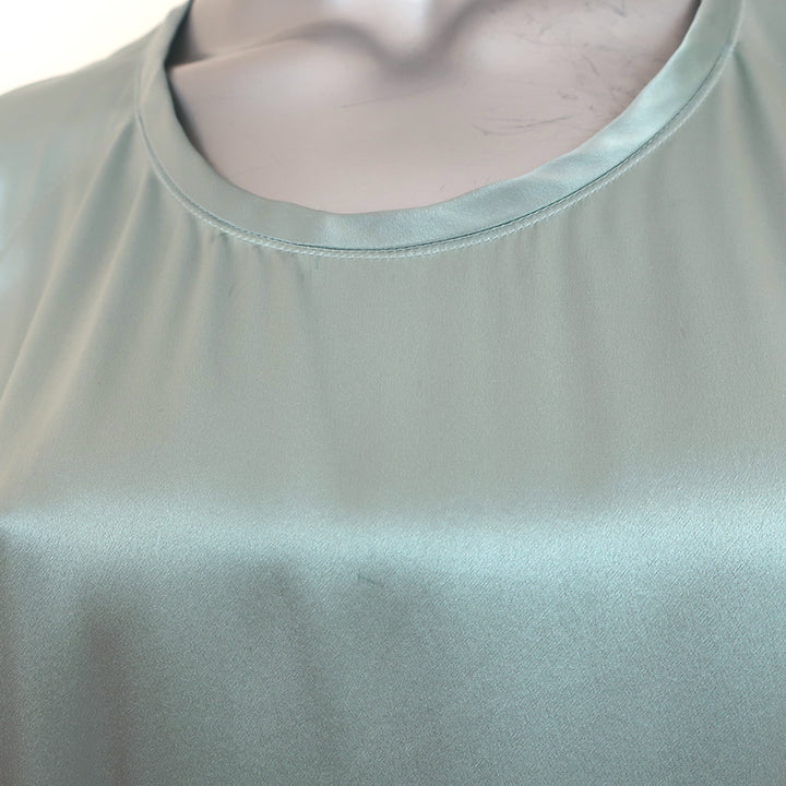 Lanvin Colorblock Short Sleeve Dress Seafoam/Teal Satin Size 38