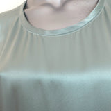 Lanvin Colorblock Short Sleeve Dress Seafoam/Teal Satin Size 38