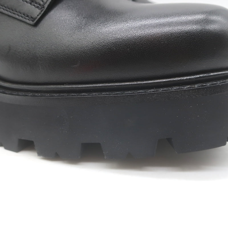 Celine Triomphe Lace-Up Platform Combat Boots Black Leather Size 38 US 9 NEW