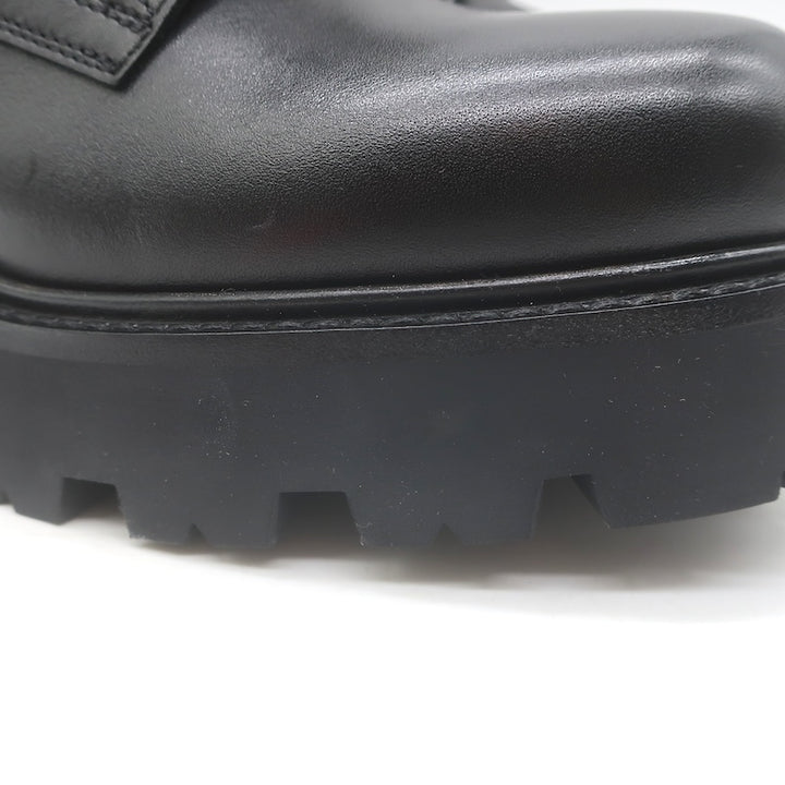 Celine Triomphe Lace-Up Platform Combat Boots Black Leather Size 38 US 9 NEW