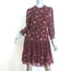 Ulla Johnson Skye Tiered Dress Burgundy Floral Print Silk Georgette Size 4 NEW