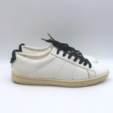 Saint Laurent Glitter Lips Court Classic Sneakers White Leather Size 37 US 8