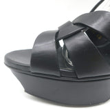 Saint Laurent Tribute 105 Platform T-Strap Sandals Black Leather Size 40