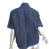 Christian Dior Ruffled Denim Shirt Indigo Size US 6 Short Sleeve Blouse