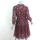 Ulla Johnson Skye Tiered Dress Burgundy Floral Print Silk Georgette Size 4 NEW