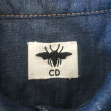 Christian Dior Ruffled Denim Shirt Indigo Size US 6 Short Sleeve Blouse