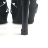 Saint Laurent Tribute 105 Platform T-Strap Sandals Black Leather Size 40