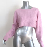 LoveShackFancy Calloway Cropped Cable Knit Sweater Pink Wool-Cashmere Size Small
