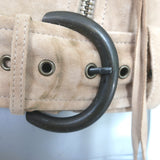 Retrofete Tai Puff Sleeve Moto Jacket Beige Suede Size Extra Small