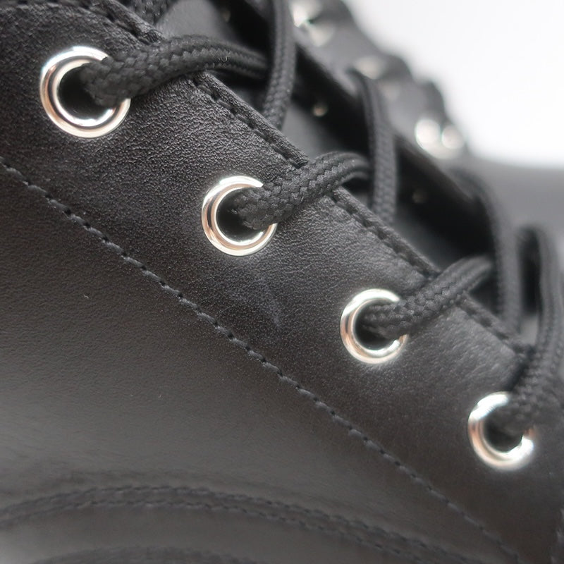 Celine Triomphe Lace-Up Platform Combat Boots Black Leather Size 38 US 9 NEW