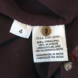 Ulla Johnson Skye Tiered Dress Burgundy Floral Print Silk Georgette Size 4 NEW