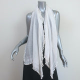 Matta Pom Pom Scarf White Cotton-Silk