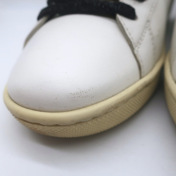 Saint Laurent Glitter Lips Court Classic Sneakers White Leather Size 37 US 8