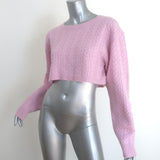 LoveShackFancy Calloway Cropped Cable Knit Sweater Pink Wool-Cashmere Size Small