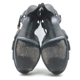 Saint Laurent Tribute 105 Platform T-Strap Sandals Black Leather Size 40