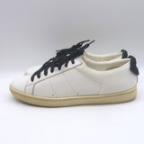 Saint Laurent Glitter Lips Court Classic Sneakers White Leather Size 37 US 8