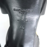 Saint Laurent Tribute 105 Platform T-Strap Sandals Black Leather Size 40
