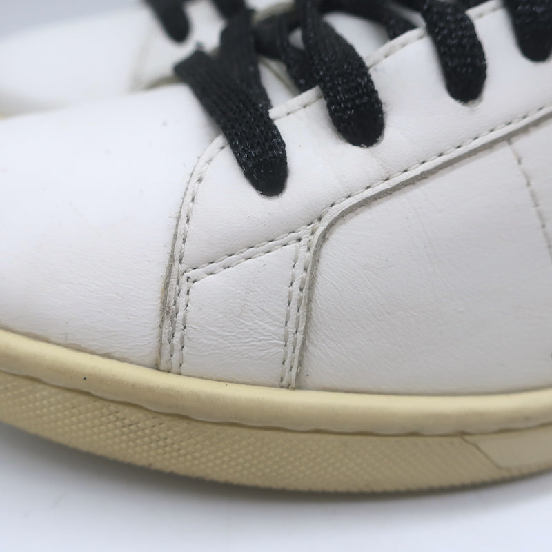 Saint Laurent Glitter Lips Court Classic Sneakers White Leather Size 37 US 8