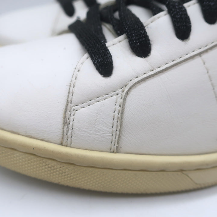 Saint Laurent Glitter Lips Court Classic Sneakers White Leather Size 37 US 8