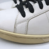Saint Laurent Glitter Lips Court Classic Sneakers White Leather Size 37 US 8