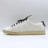 Saint Laurent Glitter Lips Court Classic Sneakers White Leather Size 37 US 8