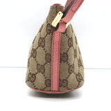 Gucci GG Boat Pochette Pink Leather-Trim Beige Canvas Mini Shoulder Bag