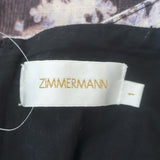 Zimmermann Stranded Sun Fit & Flare Dress Black Lavender Print Linen Size 1