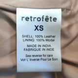 Retrofete Tai Puff Sleeve Moto Jacket Beige Suede Size Extra Small