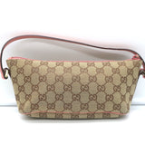 Gucci GG Boat Pochette Pink Leather-Trim Beige Canvas Mini Shoulder Bag