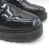 Christian Dior Stacked Heel Lace-Up Derby Shoes Black Patent Leather Size 38.5