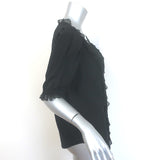 Zadig & Voltaire Theos Ruffled Lace-Trim Blouse Black Silk Size Large