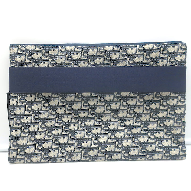 Christian Dior Oblique Kit Voyage Travel Bag Ecru/Navy Clutch Unisex NEW