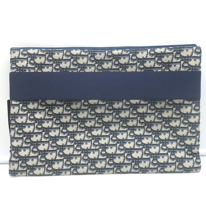Christian Dior Oblique Kit Voyage Travel Bag Ecru/Navy Clutch Unisex NEW